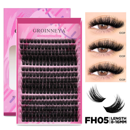 GROINNEYA DIY Lash Extension Kit Individual Lashes Cluster Mix Eyelashes Full Set Lashes Kit with Lash Bond and Seal At Home…