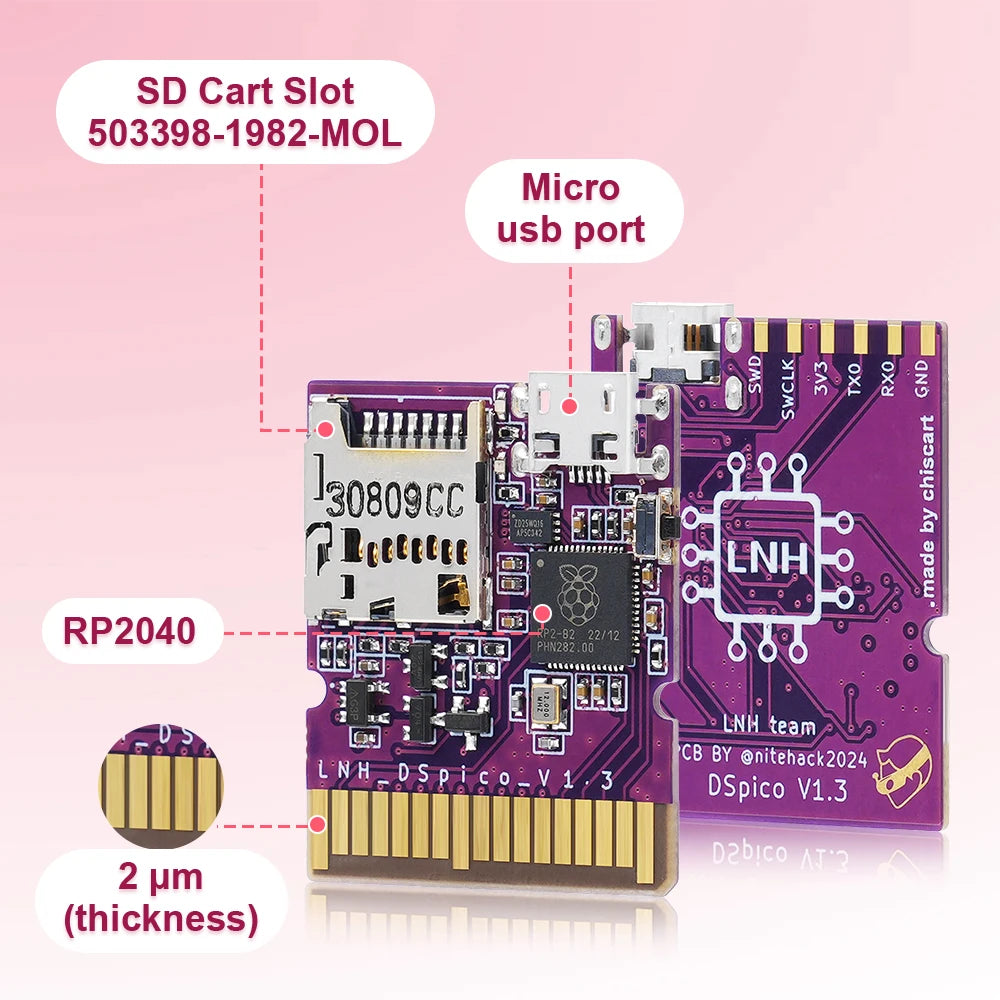Chiscart DSpico Game Reader Cart Injection Molded Transparent Case with RP2040 MCU For NDS NDSL DSi 3DS Console - image 3
