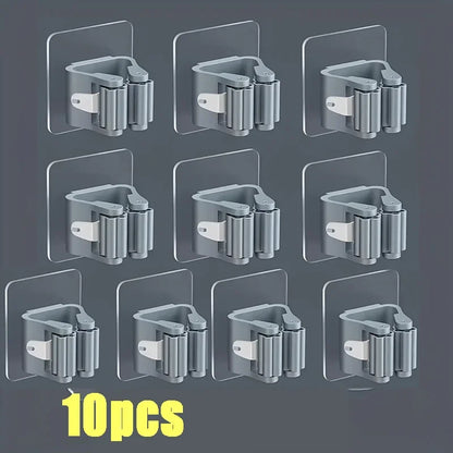 Mop Holder Self-adhesive Broom Stand Wall Mounted Mop Support Sweeping Brush Hook Storage Organizer Bathroom Kitchen Accesso…