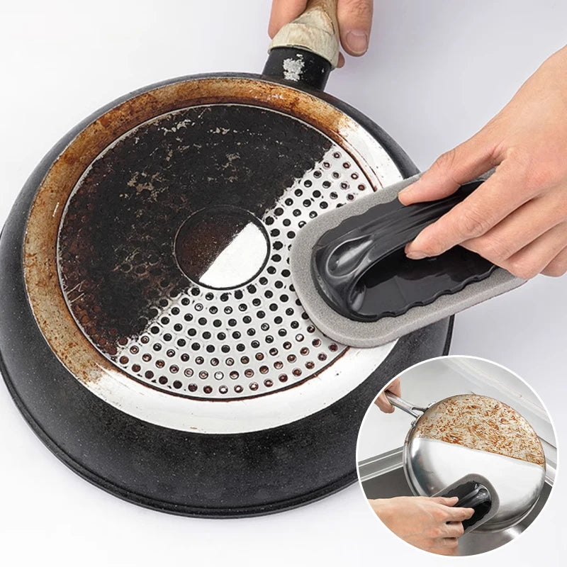 Magic Emery Sponge Brush Wipe Eraser Cleaner Kitchen Bath Rust Strong Decontamination Cleaning Tools With Handle Household T…