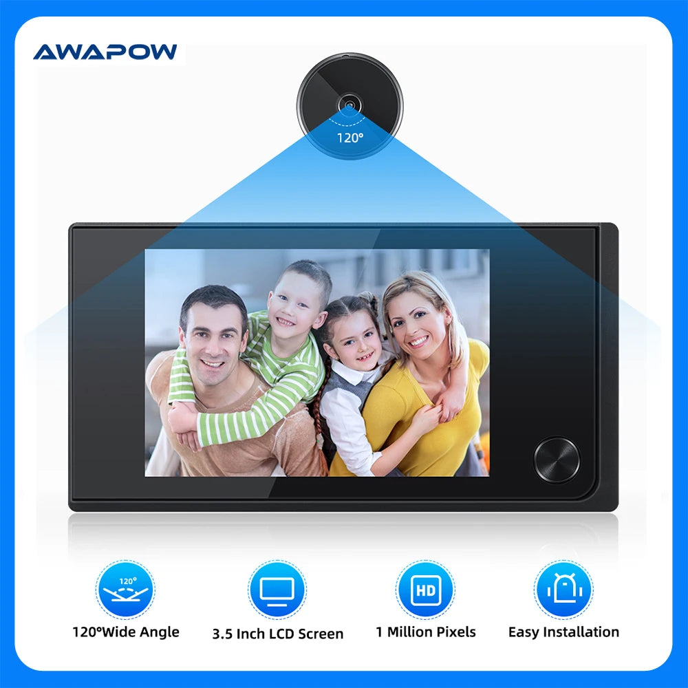 Awapow 3.5 Inch Doorbell Peephole Viewer Digital Door Camera 120° LCD 2 Million HD Pixels Cat Eye Door Bell Outdoor Monitor…
