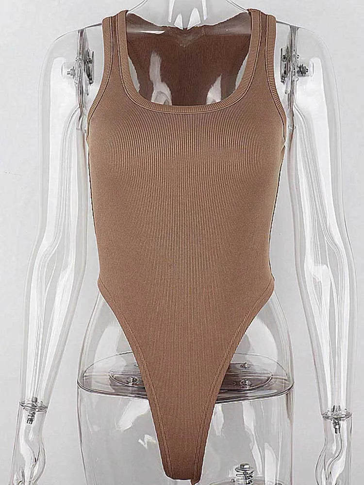 Sleeveless Knit Bodysuit Hot Summer Sexy Bodycon Off Shoulder Halter Tops Casual Street Bodice For Women ClubWear - image 6