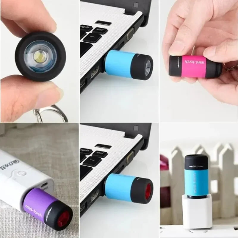 Led Micro Pocket Flashlight Portable USB Rechargeable Keychain Flashlight Waterproof Home Outdoor Hiking Camping Flashlight…