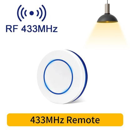 RF 433MHz Wireless Light Switch 220V 110V 10A Relay Controlle Mini Round Button Wall Panel Switch Remote Control For LED Lam…