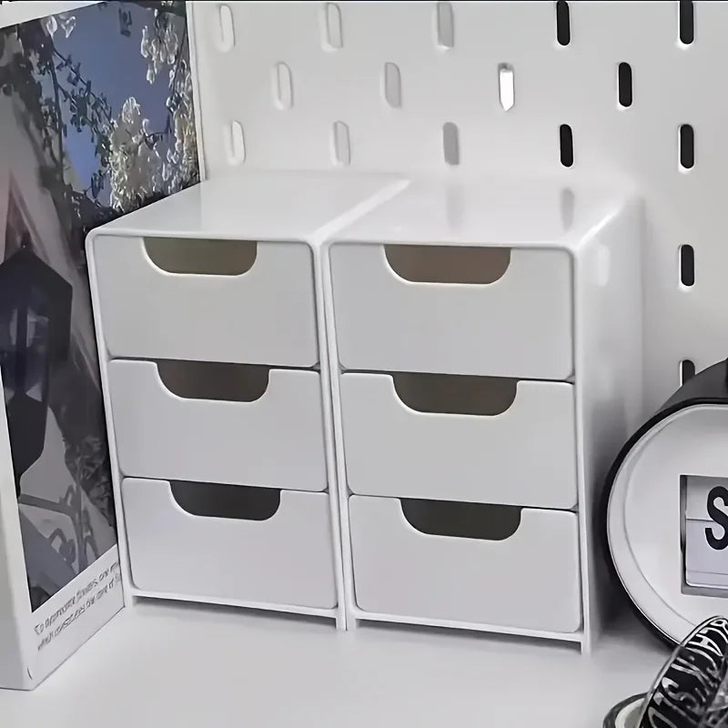 Chic 3-Tier Desk Organizer with Drawers - Ideal for Office Supplies, Jewelry & Cosmetics Storage - Portable Divider Box - im…