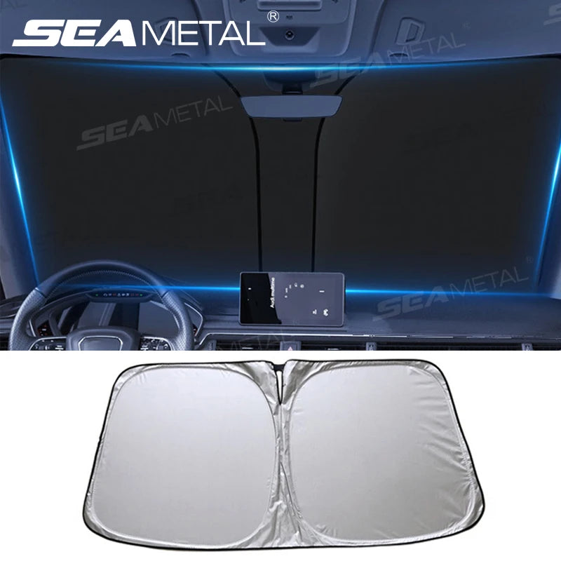 SEAMETAL Car Windshield Sun Shade Cover Foldable Front Window Sun Visor Blocks UV Refletive Car Parasol Sunshade Protector C…