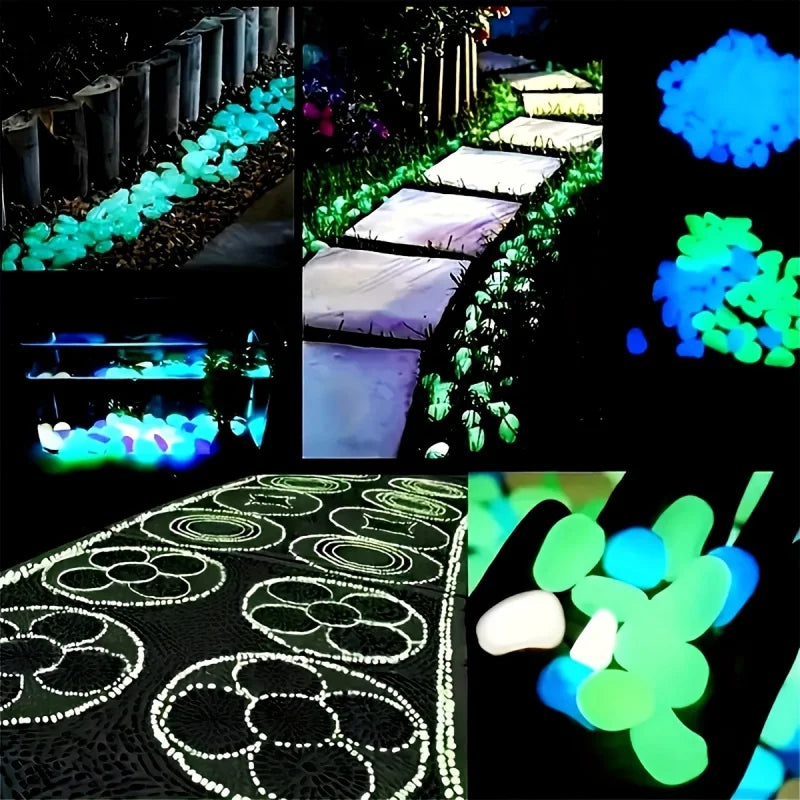 100pcs Glow In The Dark Pebbles, Resin Luminous Stones For Landscape, Garden Paths, Potted Plants, Parks, Aquarium Decor, -…