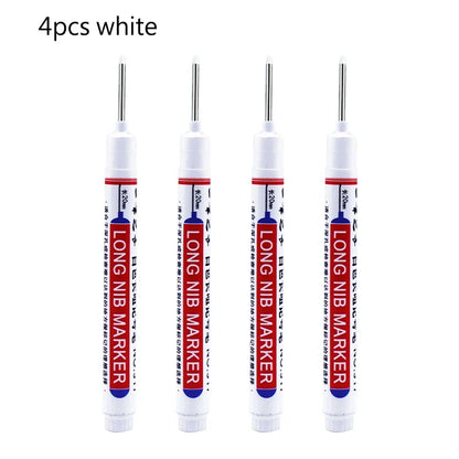 4/12 Pcs Waterproof Long Head Markers Deep Hole Marker Pen for Metal Carpenter Red/Black/Blue/Green Ink Woodworking Tools Ma…