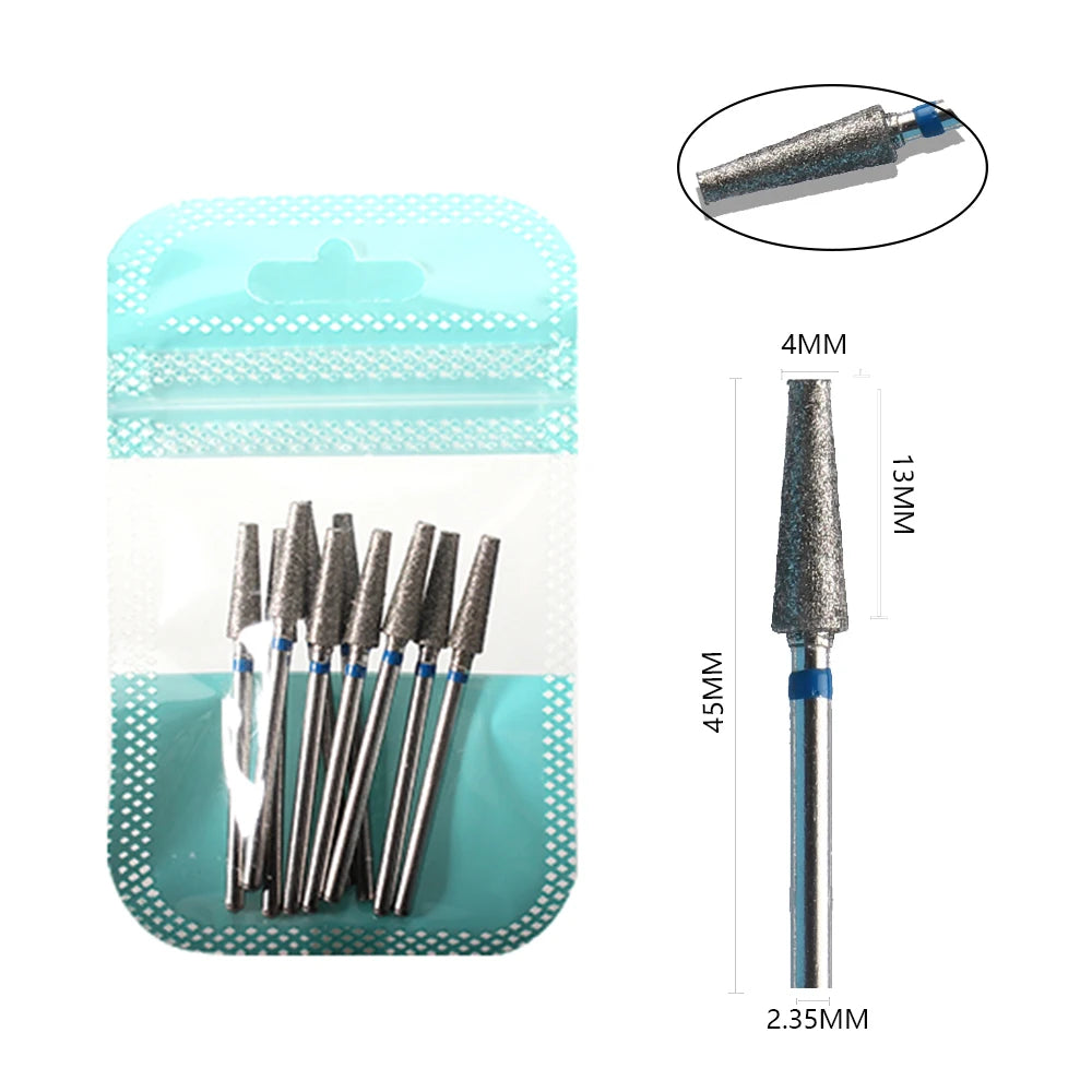 10pcs Diamond Milling Cutter Nail Drill Bits Set For Manicure Accessory Pedicure Eletric Machine Nail Bit Brush Burr Tools -…