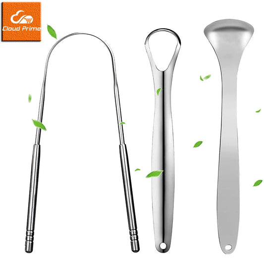 Premium 1pcs/3pcs Metal Tongue Scraper Cleaner for Adults & Kids, Portable Stainless Steel Tongue Scrapers Brushes for Remov…