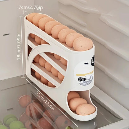 3-Tier Rolling Egg Storage Container for Refrigerator Holds 24 Eggs Organizer Rack Large Capacity Kitchen & Fridge Storage B…