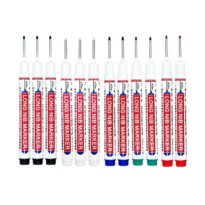 4/12 Pcs Waterproof Long Head Markers Deep Hole Marker Pen for Metal Carpenter Red/Black/Blue/Green Ink Woodworking Tools Ma…