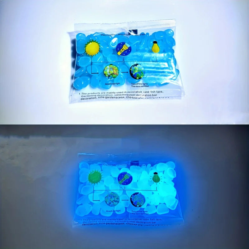 100pcs Glow In The Dark Pebbles, Resin Luminous Stones For Landscape, Garden Paths, Potted Plants, Parks, Aquarium Decor, -…