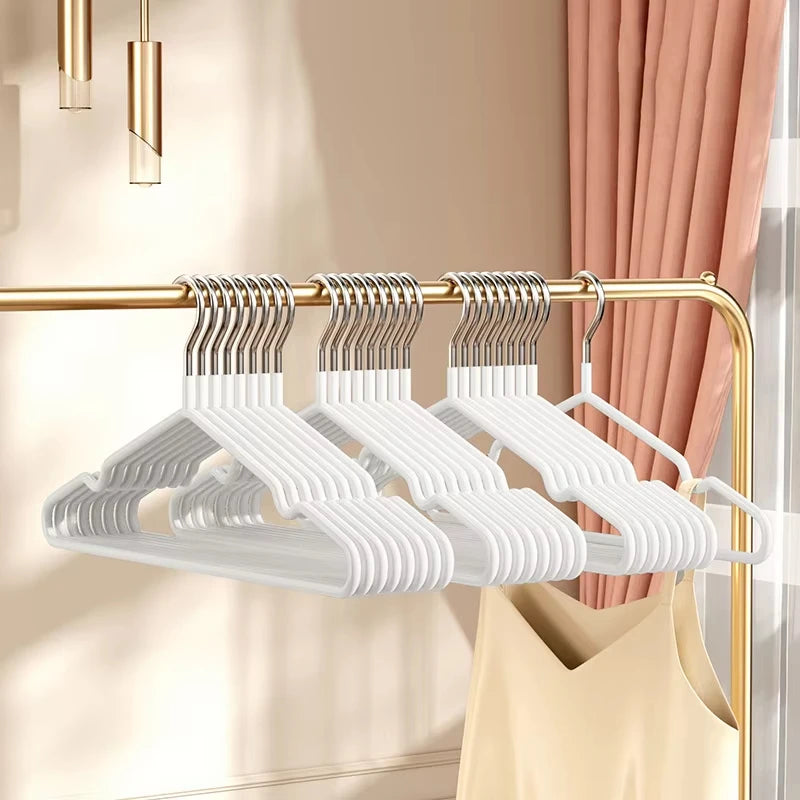 10pcs- Metal Traceless No-slip Clothes Hangers, Durable Strong Clothes Racks, Household Space Saver For Organization Of Bedr…