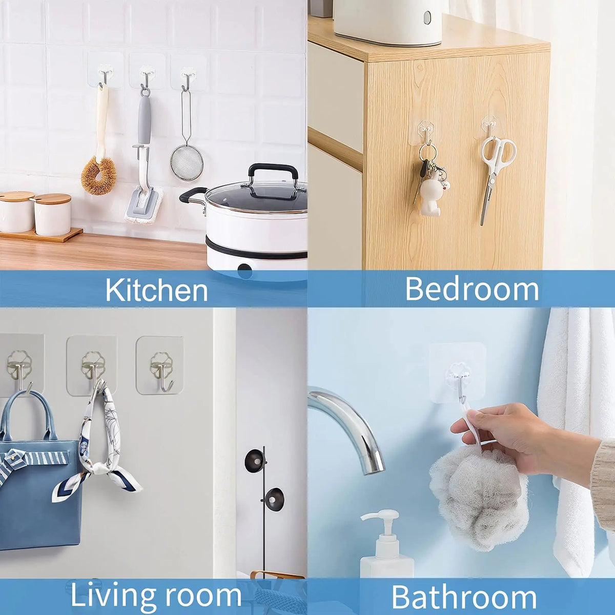 Waterproof and Oilproof Wall Hooks, Sticky Hooks for Kitchen Bathroom Shower Door Outdoor Wall Hanging Door Self-adhesive -…