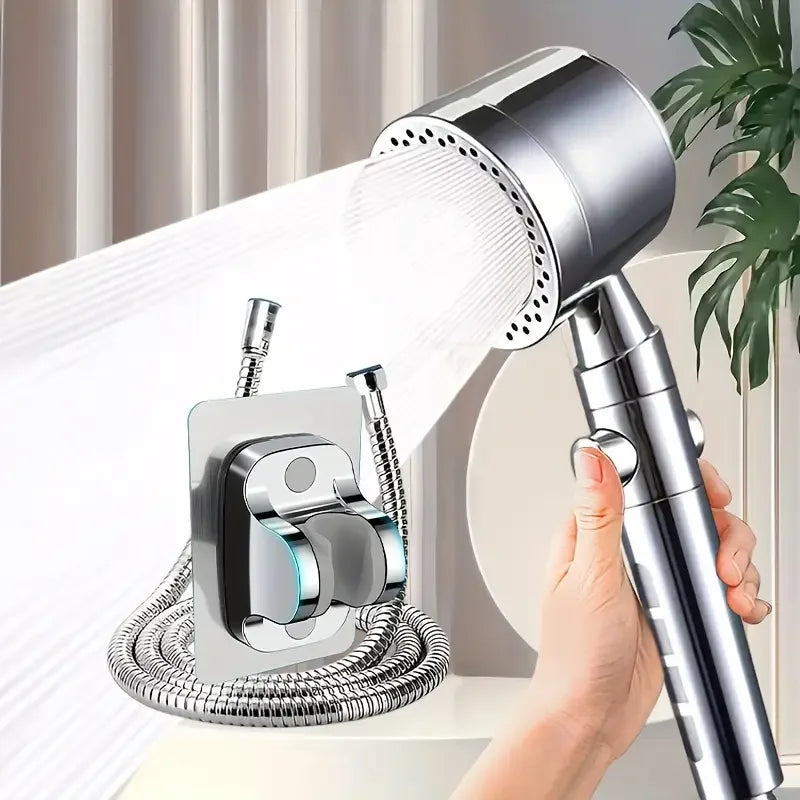 New High Pressure Water Saving Filter Shower Head 5 Modes Handheld Shower Head One Button Stop Bathroom Accessories Set - im…