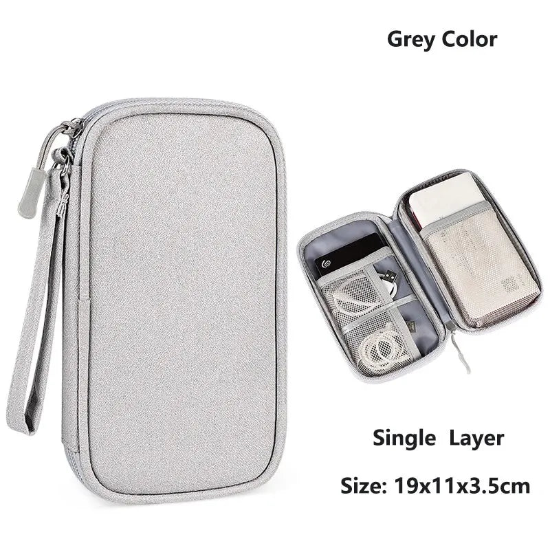 Data Cable Storage Bag Waterproof Portable Carry Case Storage Bag Travel Organizer Bag for Cable Cord USB Charger - image 9