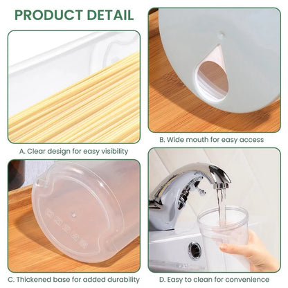 1pc Noodles Sealed Can Food Storage Spaghetti Noodle Pasta Container With Locking Lid Food Grade Plastic Kitchen Storage - i…