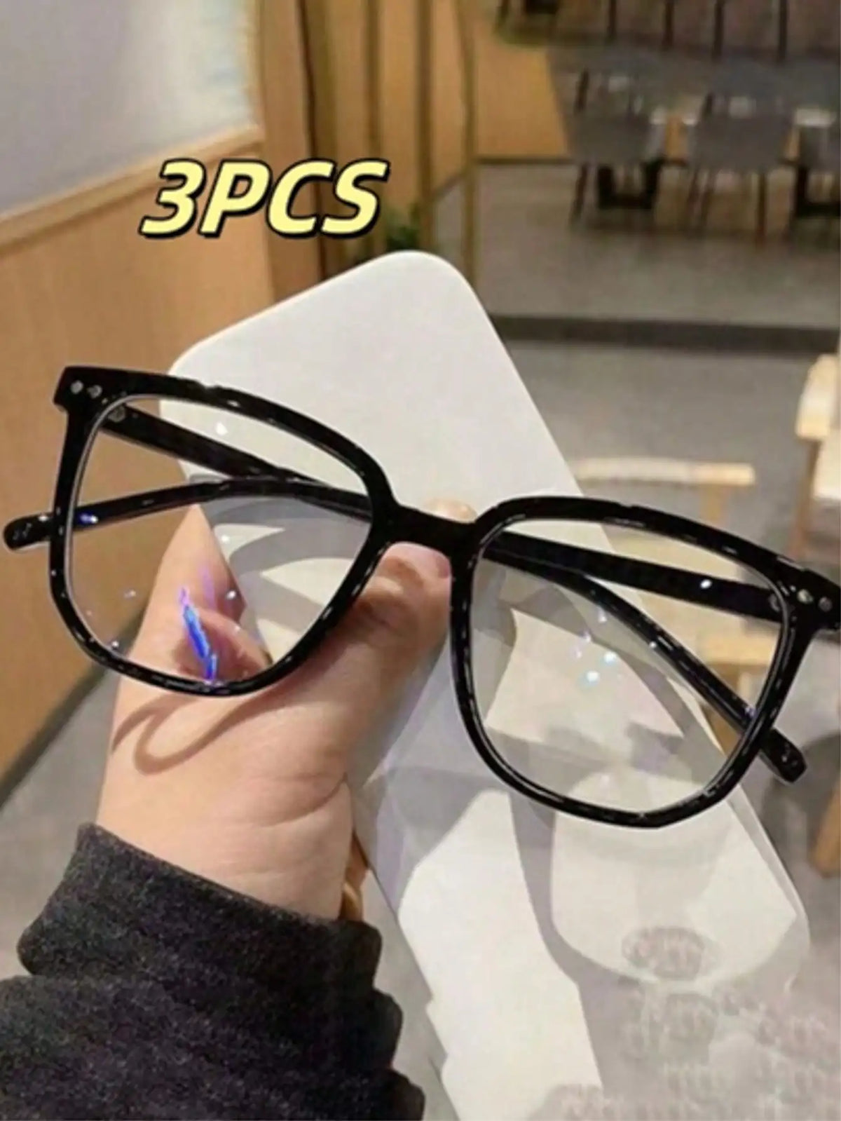 1/2/3 Pairs of Universal Fashion Glasses, Square-Framed Glasses, Fashionable Campus Style, Clear Black Frame, Back to School…