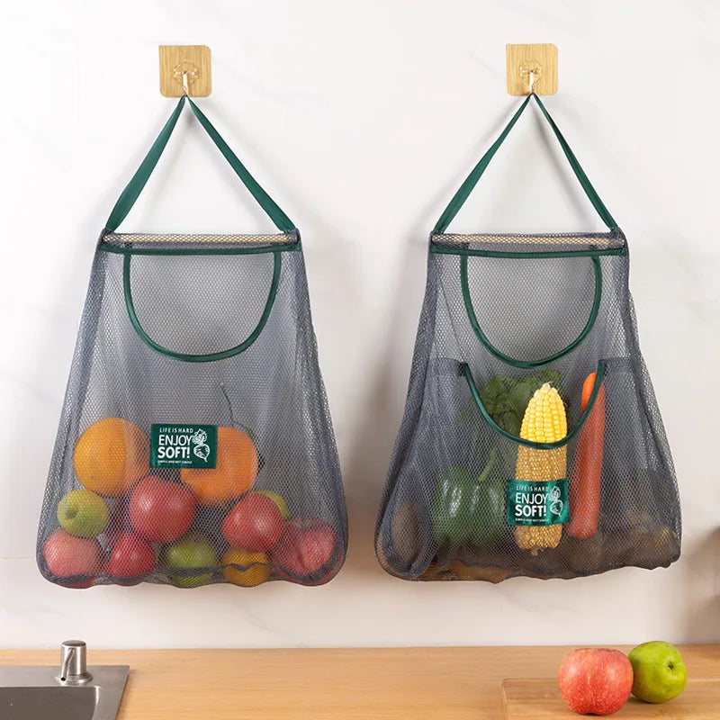 Reusable Storage Bags Kitchen Hanging Mesh Bag Home Fruit And Vegetable Storage Net Bag For Ginger Garlic Potatoes Onions -…