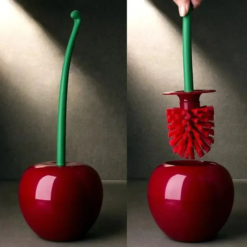 1pc Red Toilet Brush Creative Lovely Cherry Shape Lavatory Toilet Brush Holder Set Toilet Holder Bathroom Accessories - imag…