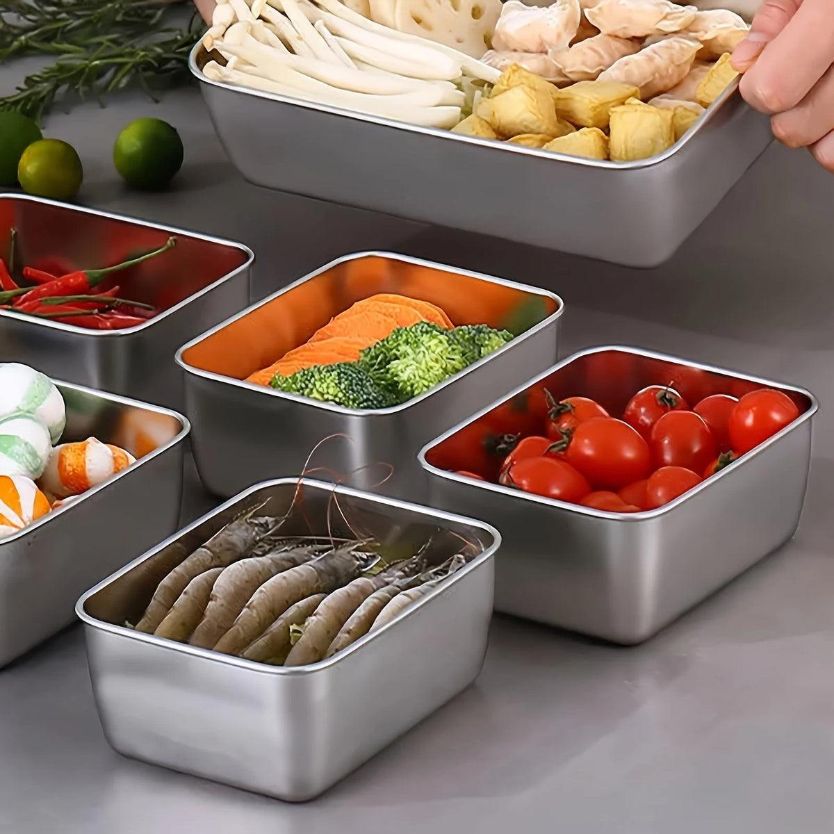 6-Piece Stainless Steel Food Storage Containers Set With Lids - Leakproof, Stackable & Reusable For Camping, Picnics, School…