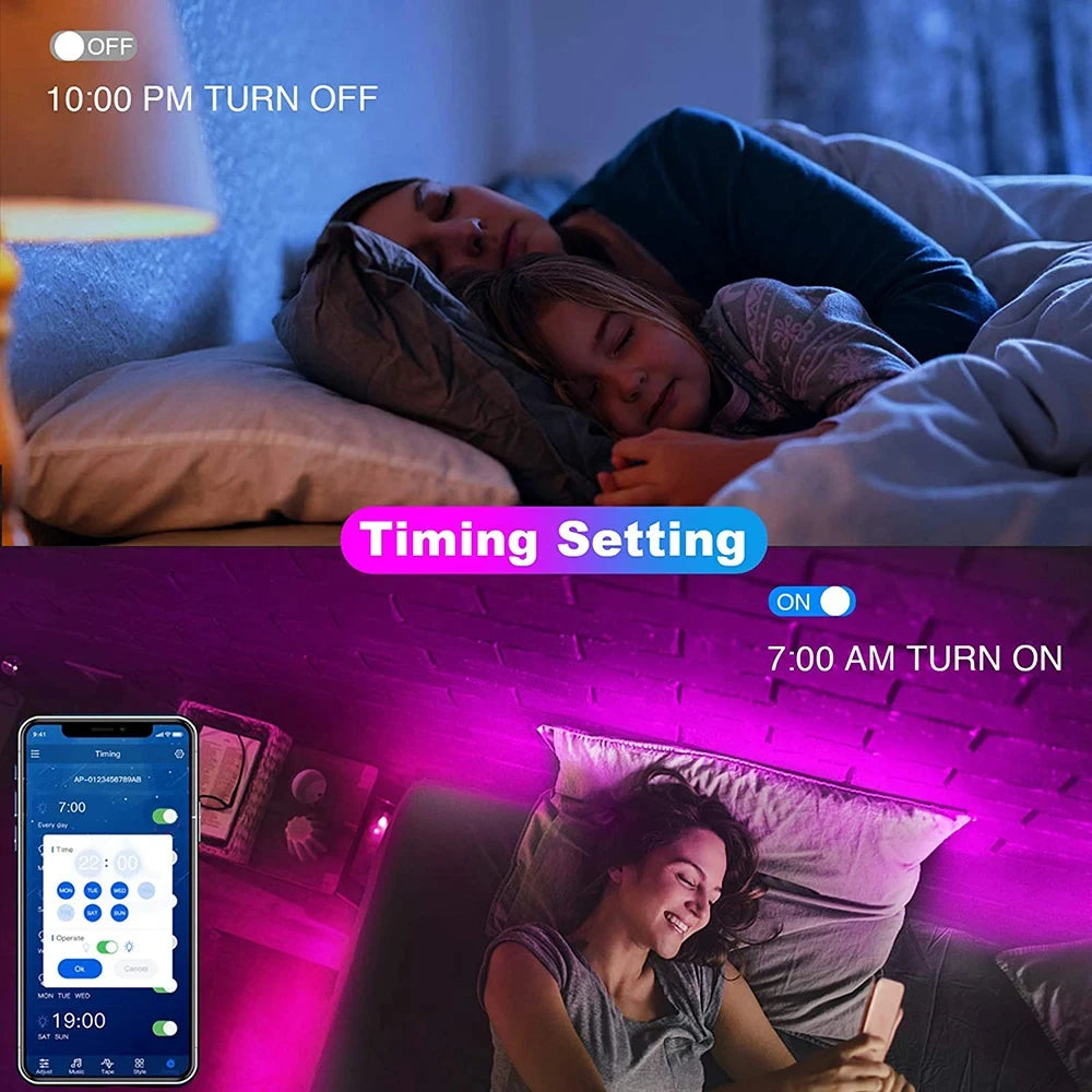 Bluetooth LED Strip Lights Smart SMD 5050 APP Remote Control Flexible Ribbon Diode Lamp Tape TV Backlights Game Room Home De…