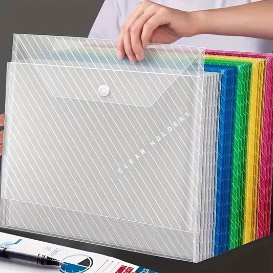 10Pcs A4 Transparent File Bag Plastic Documents Filing Storage Bag Student Organizer Information Pocket Folders Stationery N…