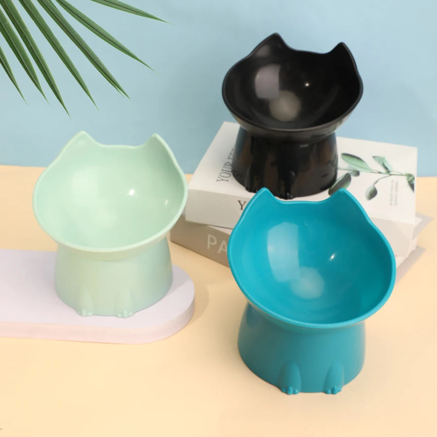1pc WhiskerWare Elevated Cat Bowl, Anti-Tip Plastic Raised Pet Feeding Dish with Tilted Edge, Neck Protection Kitty Food - i…