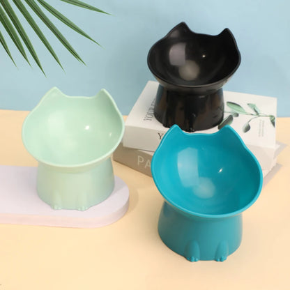 1pc WhiskerWare Elevated Cat Bowl, Anti-Tip Plastic Raised Pet Feeding Dish with Tilted Edge, Neck Protection Kitty Food - i…
