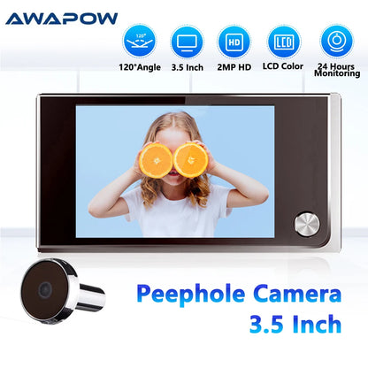 Awapow Wireless Door Peephole Camera 3.5 Inch Digital Door Viewer Doorbell 120° LCD Screen Monitor Home Security No Need WiF…