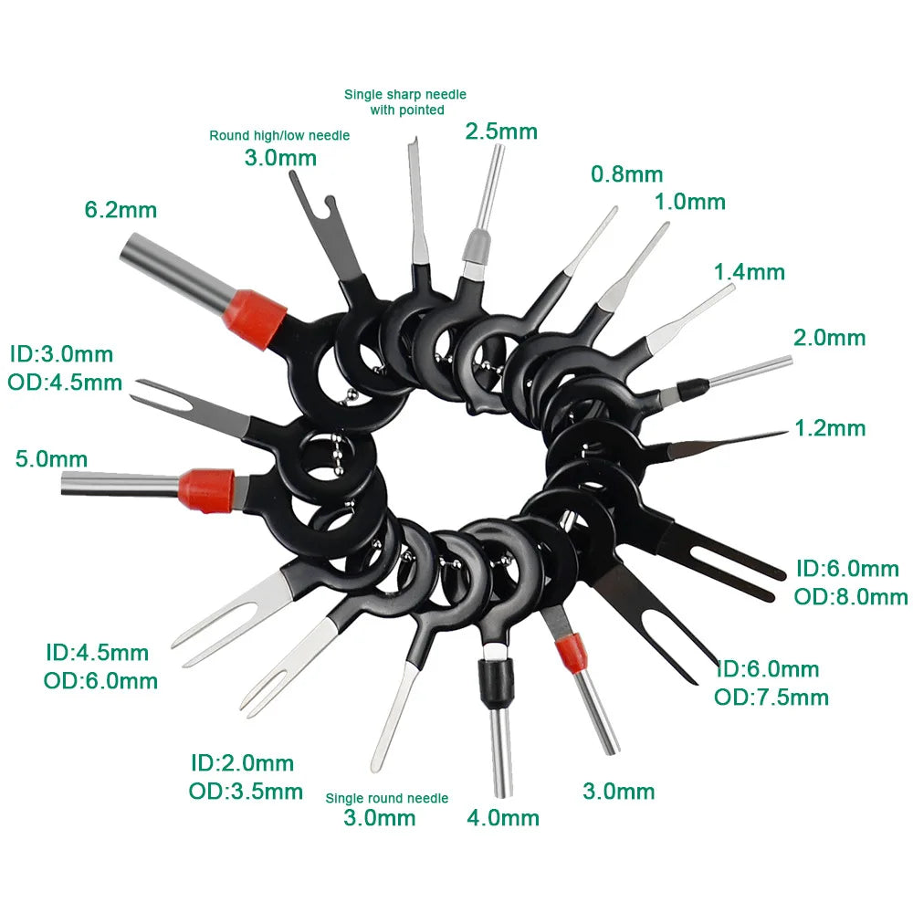 11/18/26Pcs Car Terminal Removal Repair Tools Electrical Wiring Crimp Connector Pin Extractor Kit Keys Automotive Plug Pulle…