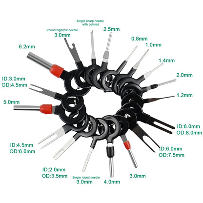 11/18/26Pcs Car Terminal Removal Repair Tools Electrical Wiring Crimp Connector Pin Extractor Kit Keys Automotive Plug Pulle…
