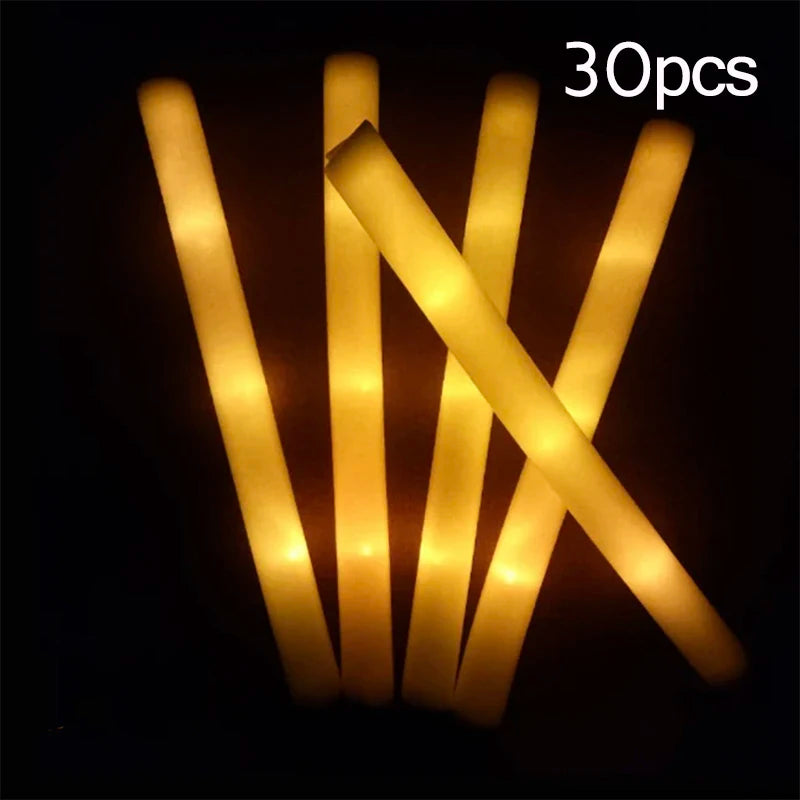 15/30Pcs LED Glow Sticks Bulk Colorful RGB Glow Foam Stick Cheer Tube Dark Light for Xmas Birthday Wedding Party Supplies -…