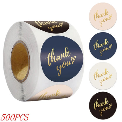50-500pcs 1inch Blue Thank You Stickers For Envelope Sealing Labels Stationery Supplies Handmade Wedding Gift Decoration Sti…