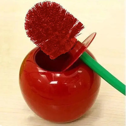 1pc Red Toilet Brush Creative Lovely Cherry Shape Lavatory Toilet Brush Holder Set Toilet Holder Bathroom Accessories - imag…