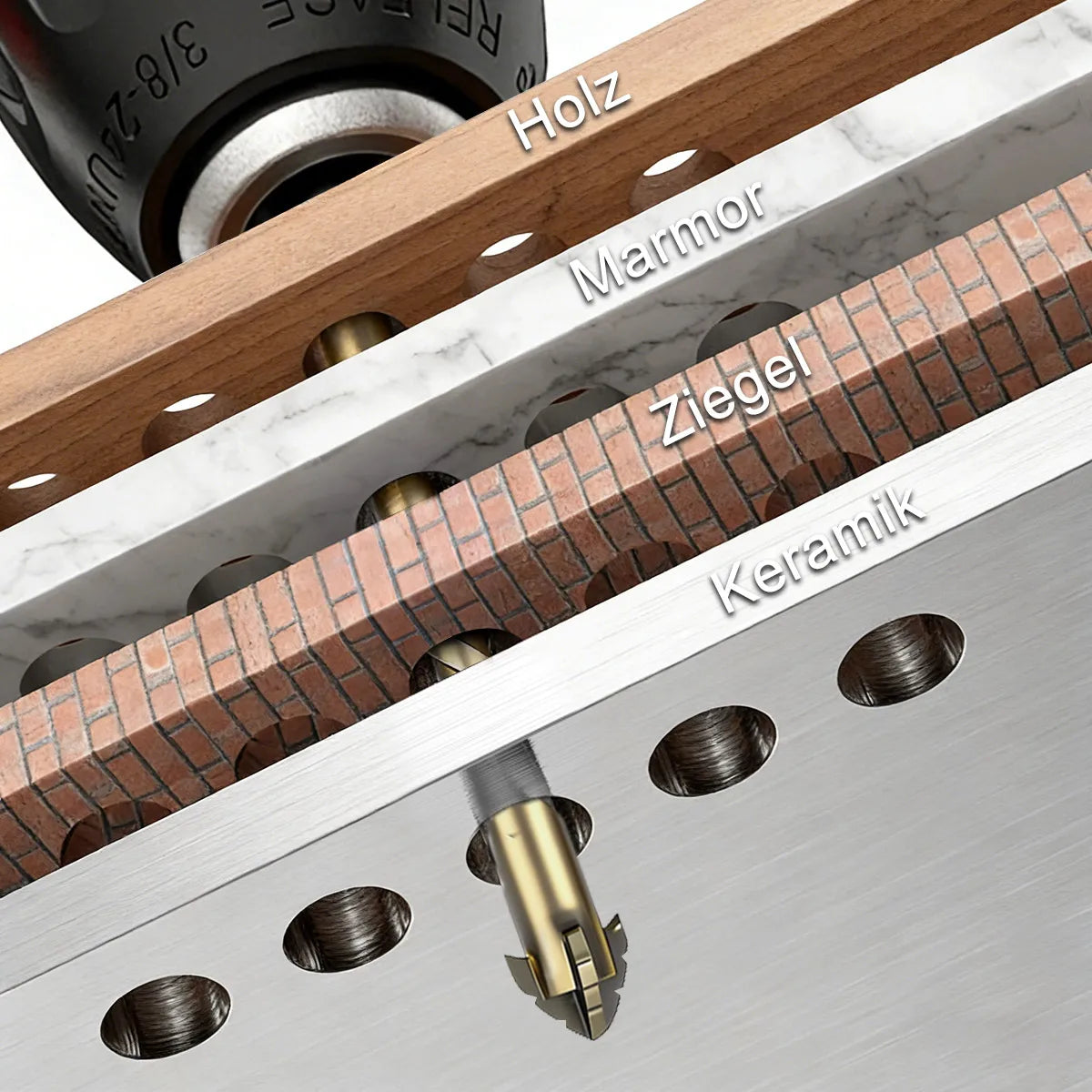 High-Four-Edged Serrated Eccentric Drill for Dry Drilling of Ceramic Tiles, Glass, Marble, Concrete, Stainless Steel Drill B…