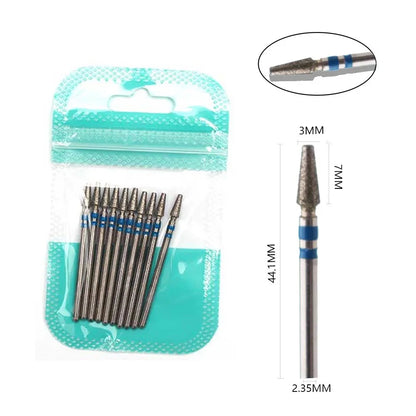 10pcs Diamond Milling Cutter Nail Drill Bits Set For Manicure Accessory Pedicure Eletric Machine Nail Bit Brush Burr Tools -…