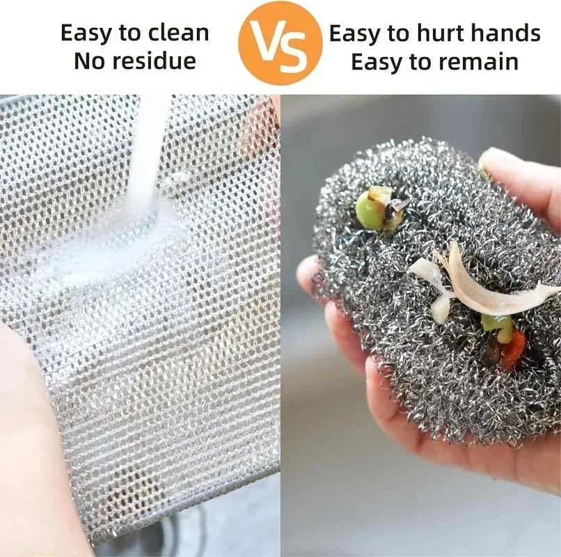 1-20PCS Magic Cleaning Cloth Thickened Double -sided Metal Steel Wire Rags Kitchen Dish Pot Washdishing Cloths Towel Clean T…