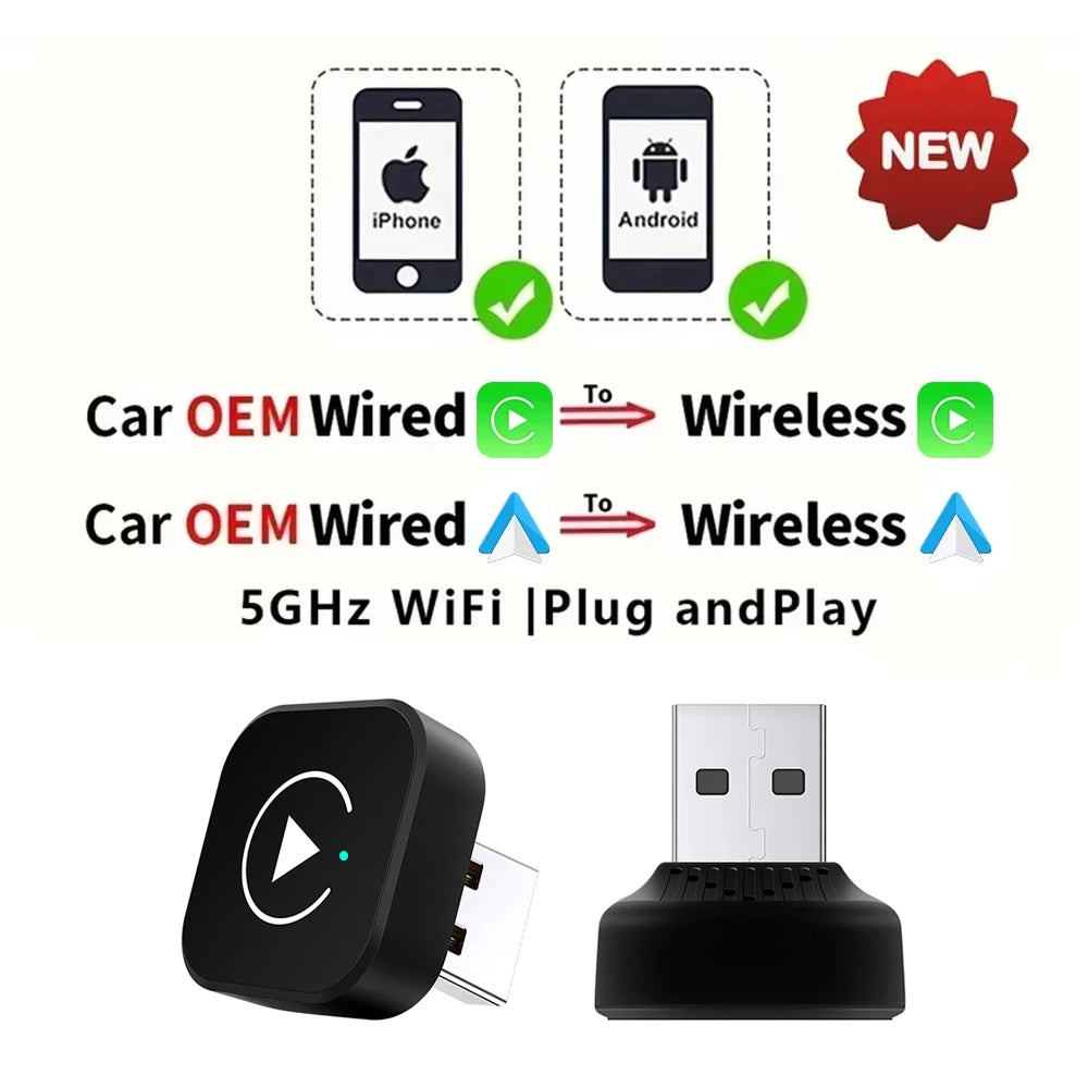 2in1 Wired to Wireless CarPlay Android Auto Adapter for OEM Car Stereo With USB Plug and Play - image 8