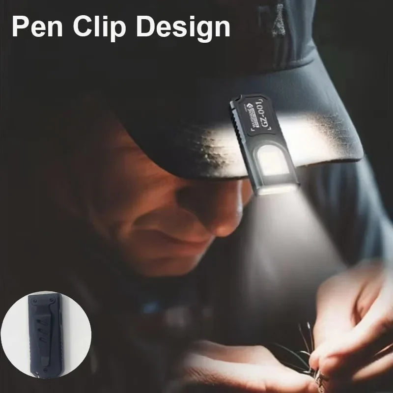 Powerful Mini COB LED Keychain Flashlight USB C Rechargeable Hanging Work Light Waterproof Keyring Camping Walking Pocket La…