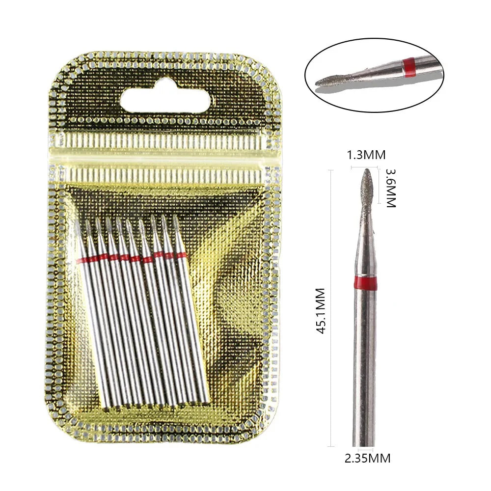 10pcs Diamond Milling Cutter Nail Drill Bits Set For Manicure Accessory Pedicure Eletric Machine Nail Bit Brush Burr Tools -…