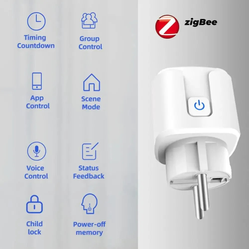 Tuya Zigbee Smart Plug 20A EU Smart Socket With Power Monitoring Timing Function Voice Control Via Alexa Google Home Yandex…