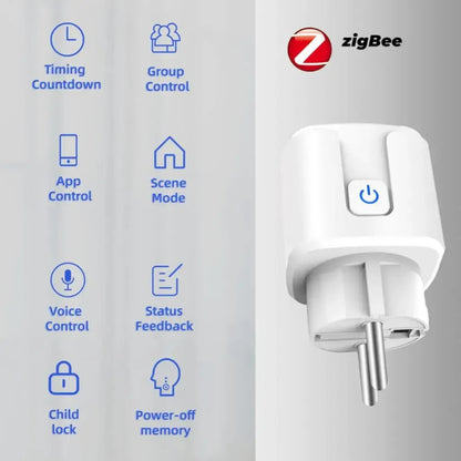 Tuya Zigbee Smart Plug 20A EU Smart Socket With Power Monitoring Timing Function Voice Control Via Alexa Google Home Yandex…