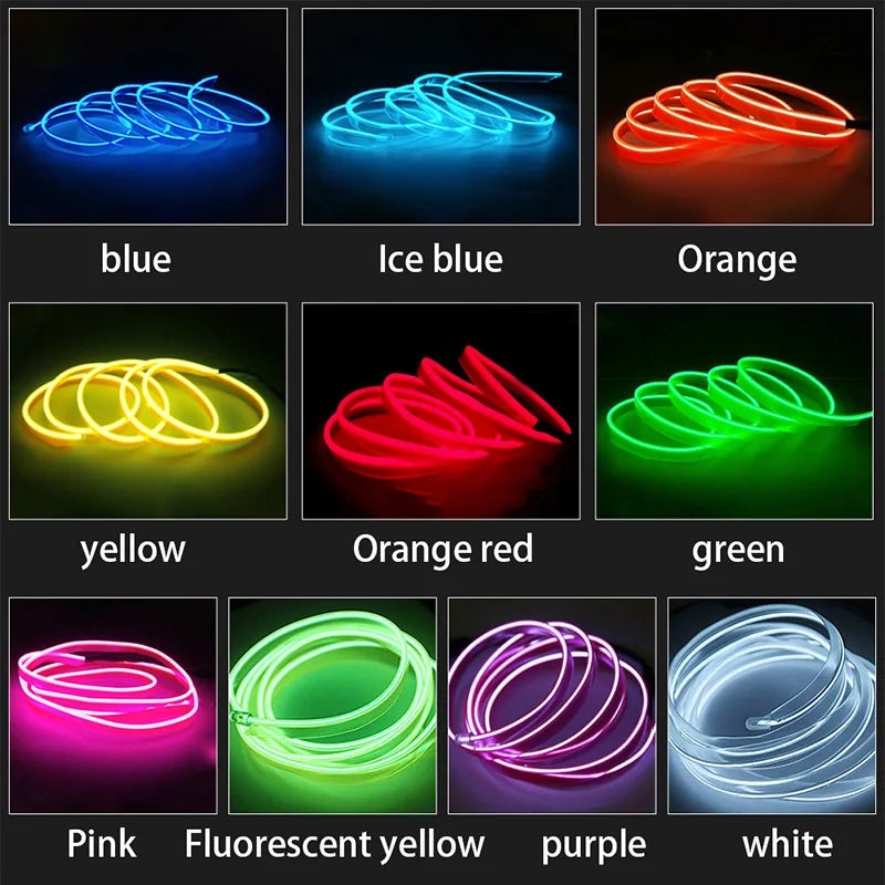 Car Interior Decorative Lamps Strips Atmosphere Lamp Cold Light Decorative Dashboard Console Auto LED Ambient Lights 1/2/3/4…
