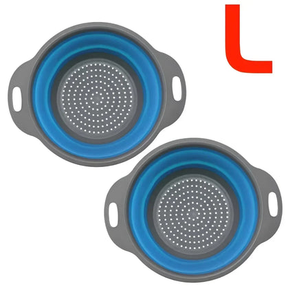 2PCS Silicone Folding Drainer Basket Fruit Vegetable Foldable Colander Kitchen Strainer for Food Pasta Kitchenware Drain Dev…