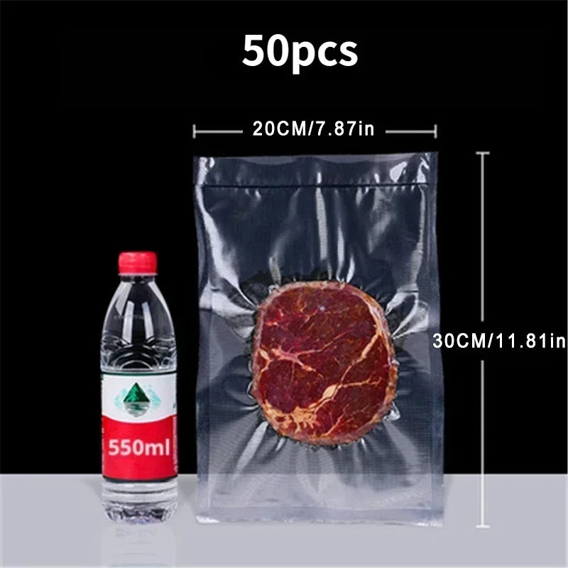 50pcs/Lot BPA-Free Food Vacuum Plastic Sealing Bags Food Preservation Sealed Bag Household Reusable Vacuum Sealer Bag - imag…