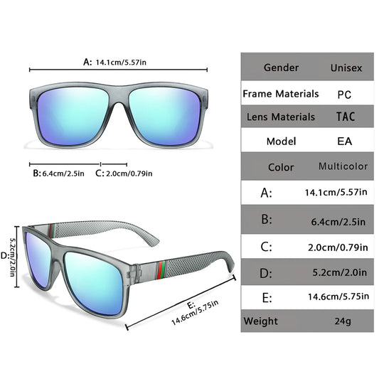 Classic Brand Men Square Polarized Fishing Sunglasses Outdoor Driving Cycling Running Goggles Vintage Large Frame UV400 - im…