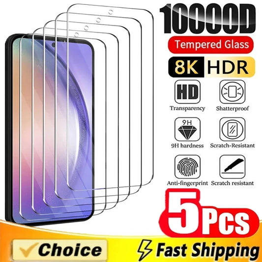 5Pcs Screen Protector for Samsung Galaxy A55 A54 A13 A53 A52 A12 A22 A33 A32 A51 A52S A35 A72 A71 A14 S10E S20FE Tempered Gl…
