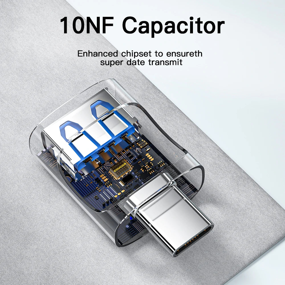 Essager USB 3.0 To Type C OTG Adapter USB A Type C Male To Micro Type C USB A Female Converter For Macbook Laptops Card Read…